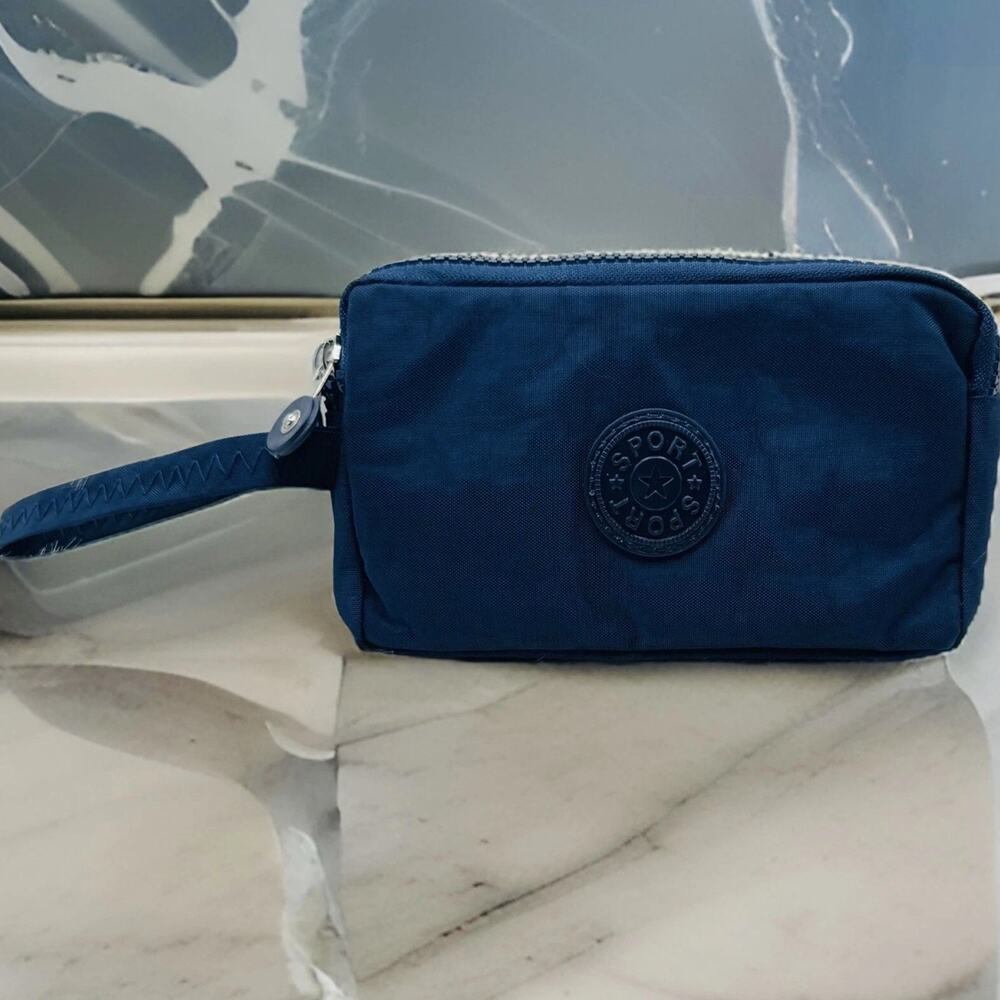 Navy Blue Small Purse or Makeup Cosmetic Wristlet